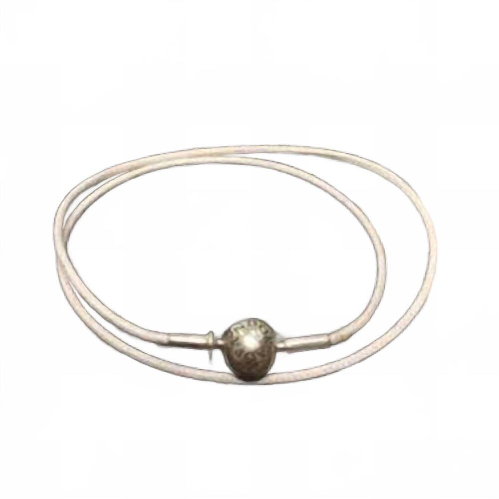 NEW PANDORA women's essence double cord bracelet in gray leather